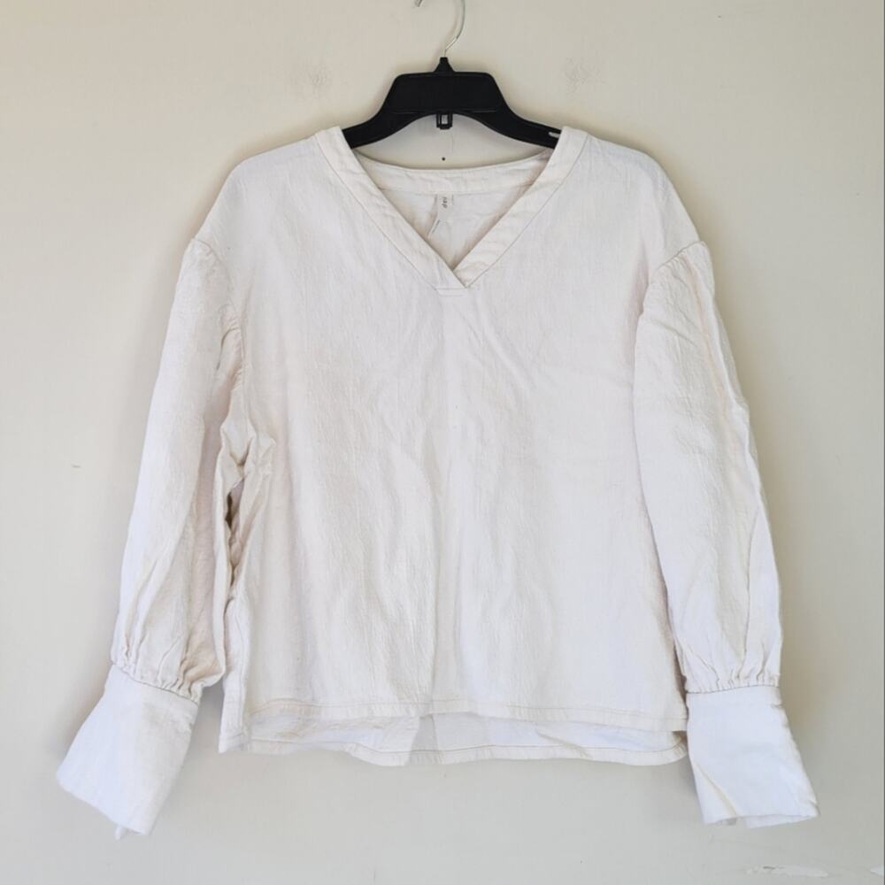 Nap Loungewear Puff Sleeve Cotton Top Large Ivory